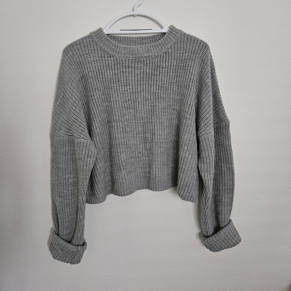 White Fox Boutique Heather Gray Knit Sweater